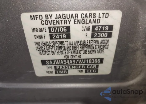 2007 Jaguar X-Type 3.0 z USA, uszkodzony, nr VIN SAJWA54A97WJ10366